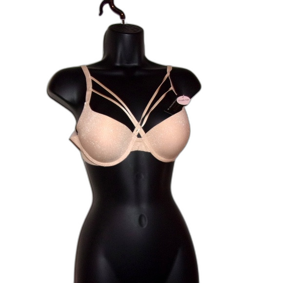 Youmita Frosted Almond Strap Cross Front 34C Bra NWT - Picture 7 of 9